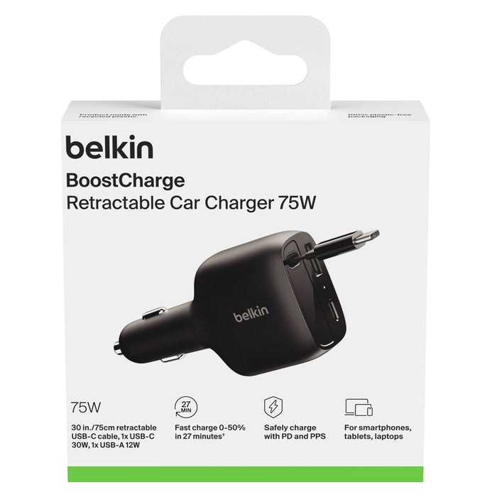 Belkin BoostCharge Retractable Car Charger 75W