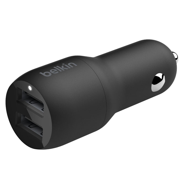 Belkin Dual Port USB A Car Charger 24W with USB A to USB C Cable 3ft Black