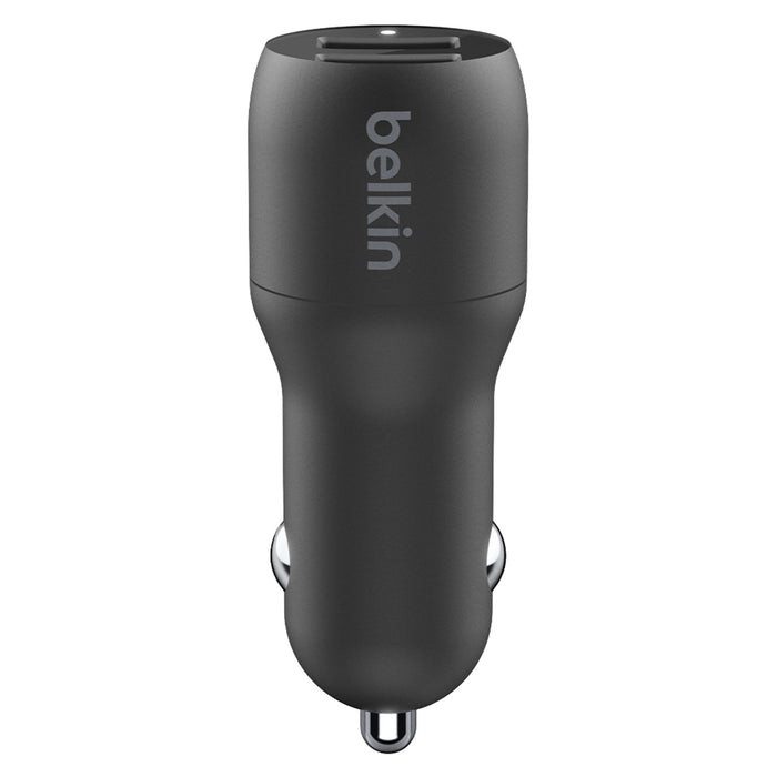 Belkin Dual Port USB A Car Charger 24W with USB A to USB C Cable 3ft Black