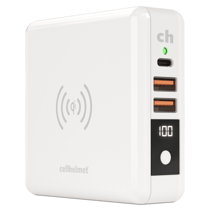 cellhelmet Power Bank and Qi Wireless Charger 8,000 mAh White