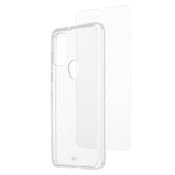 Case-Mate Protection Pack Tough Case and Glass Screen Protector for Motorola Moto G Pure Clear