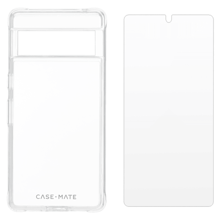 Case-Mate Protection Pack Tough Case and Glass Screen Protector for Google Pixel 7 Pro Clear