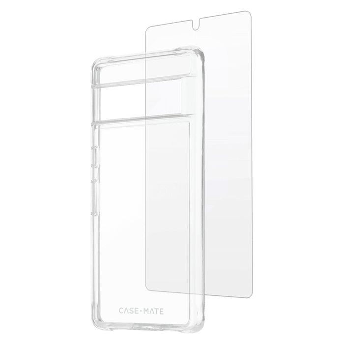 Case-Mate Protection Pack Tough Case and Glass Screen Protector for Google Pixel 7 Pro Clear