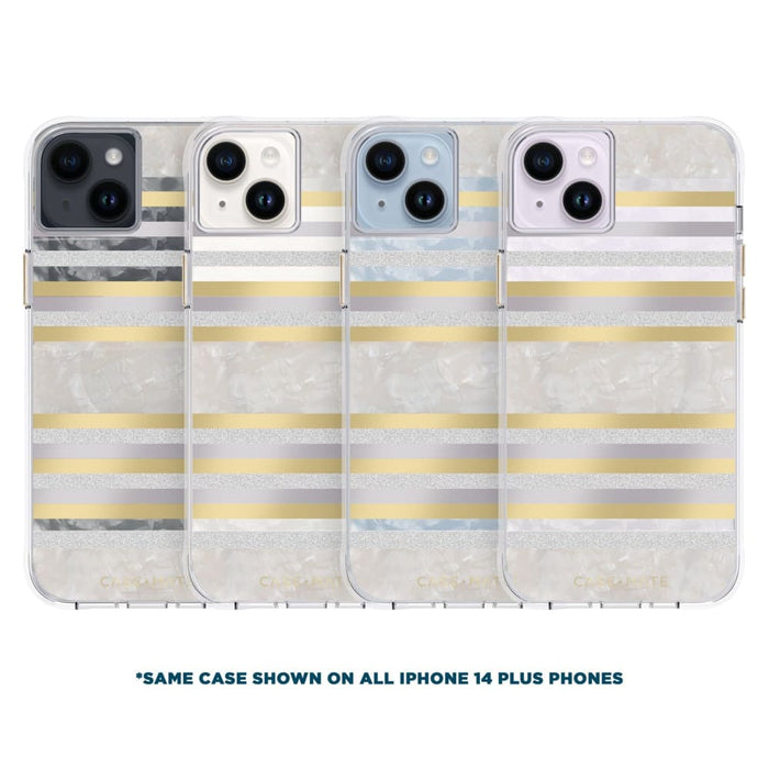 Case-Mate Pearl MagSafe Case for Apple iPhone 14 Plus Pearl Stripes