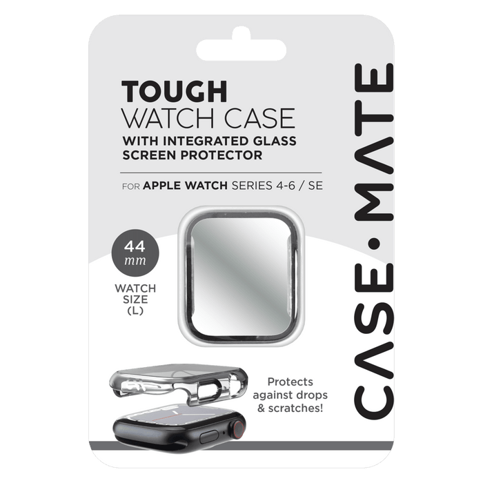 CaseMate Tough Case with Integrated Glass Screen Protector for Apple Watch 44mm Clear