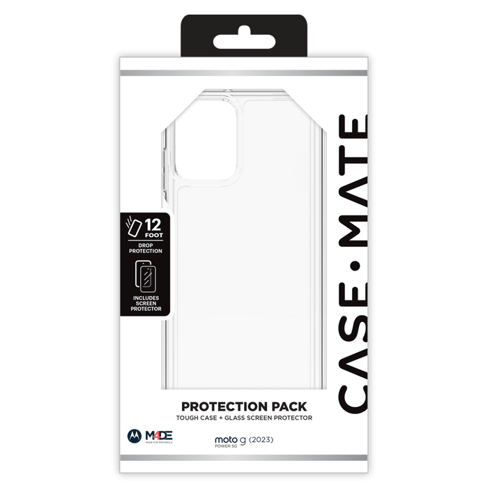 Case-Mate Protection Pack Tough Case and Glass Screen Protector for Motorola Moto G Power 5G (2023) Clear