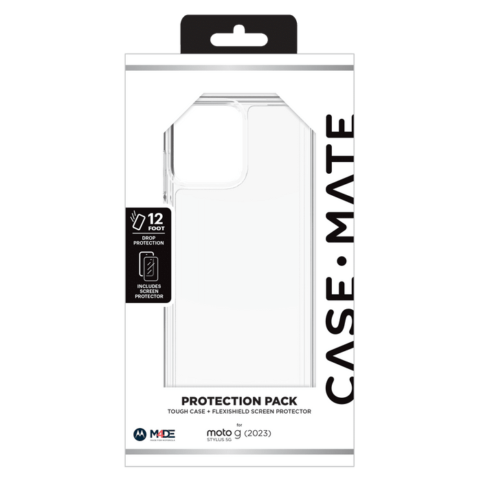 Case-Mate Protection Pack Tough Case and Glass Screen Protector for Motorola Moto G Stylus 5G (2023) / Moto G Stylus (2023) Clear