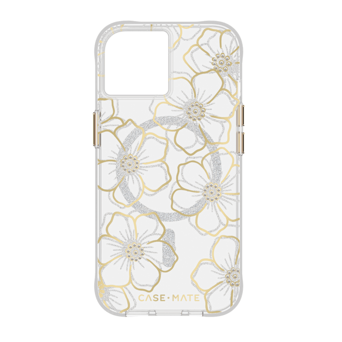 Case-Mate Floral Gems MagSafe Case for Apple iPhone 15 / iPhone 14 / iPhone 13 Gold