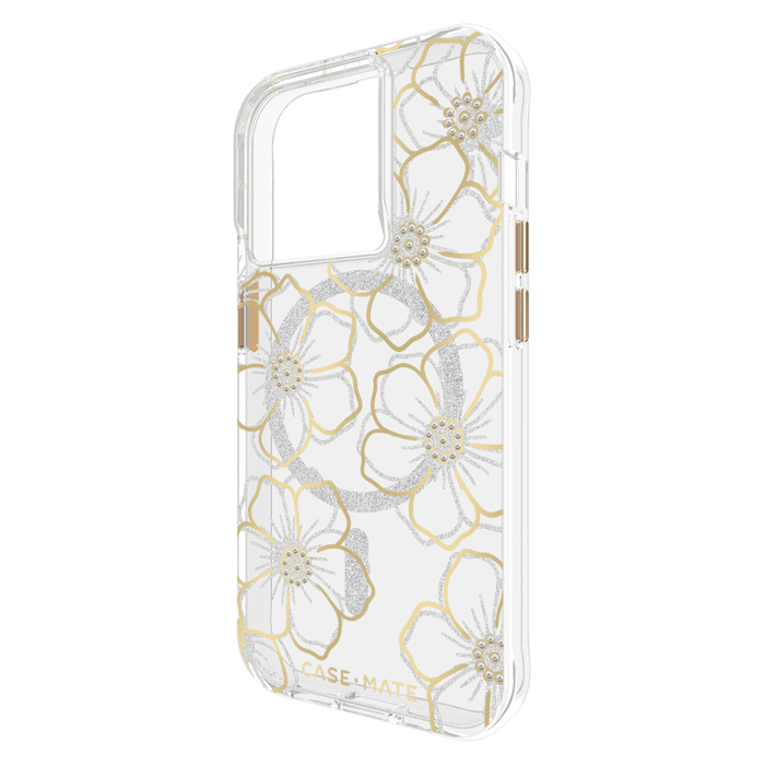 Case-Mate Floral Gems MagSafe Case for Apple iPhone 15 Pro Gold