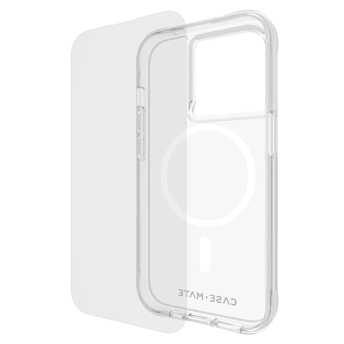 Case-Mate Protection Pack Tough Case and Glass Screen Protector for Apple iPhone 15 Pro Clear