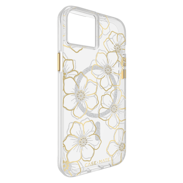 Case-Mate Floral Gems MagSafe Case for Apple iPhone 15 Plus Gold