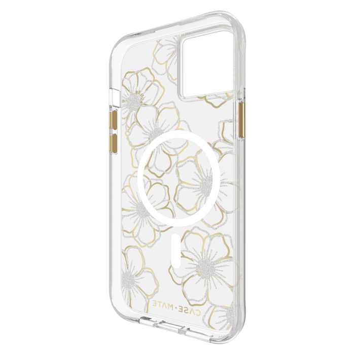 Case-Mate Floral Gems MagSafe Case for Apple iPhone 15 Plus Gold