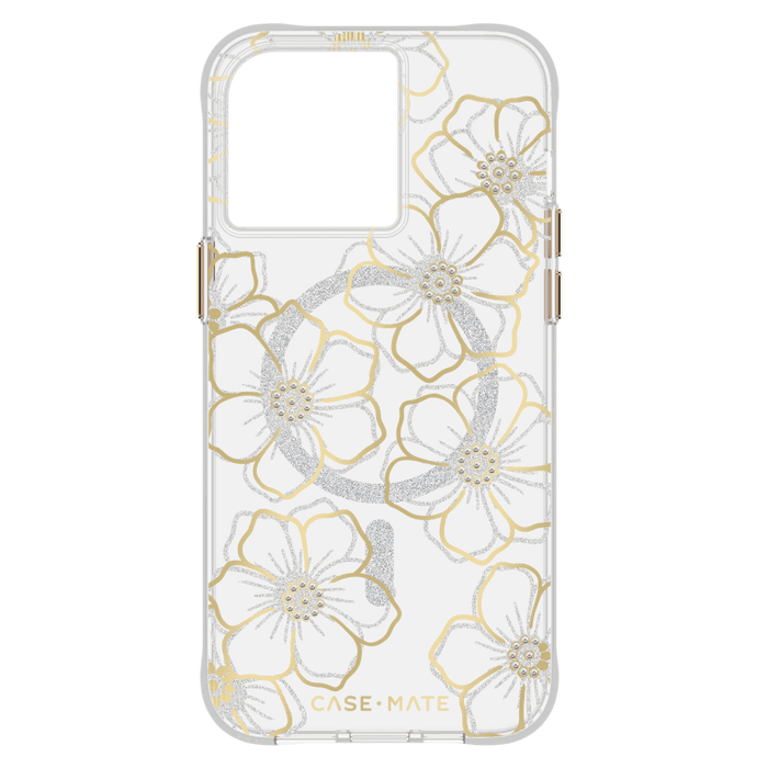 Case-Mate Floral Gems MagSafe Case for Apple iPhone 15 Pro Max Gold