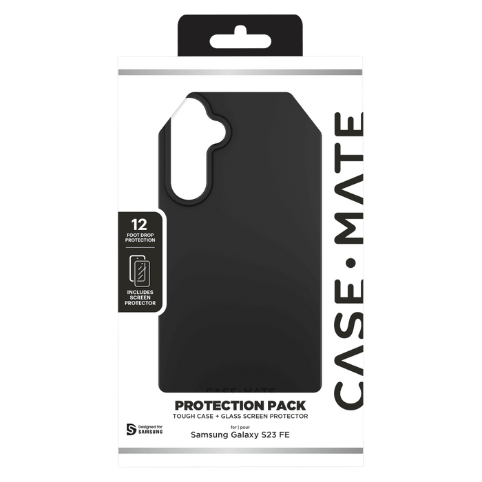 Case-Mate Protection Pack Tough Case and Glass Screen Protector for Samsung Galaxy S23 FE Black