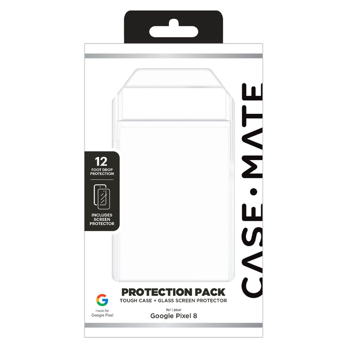 Case-Mate Protection Pack Tough Case and Glass Screen Protector for Google Pixel 8 Clear