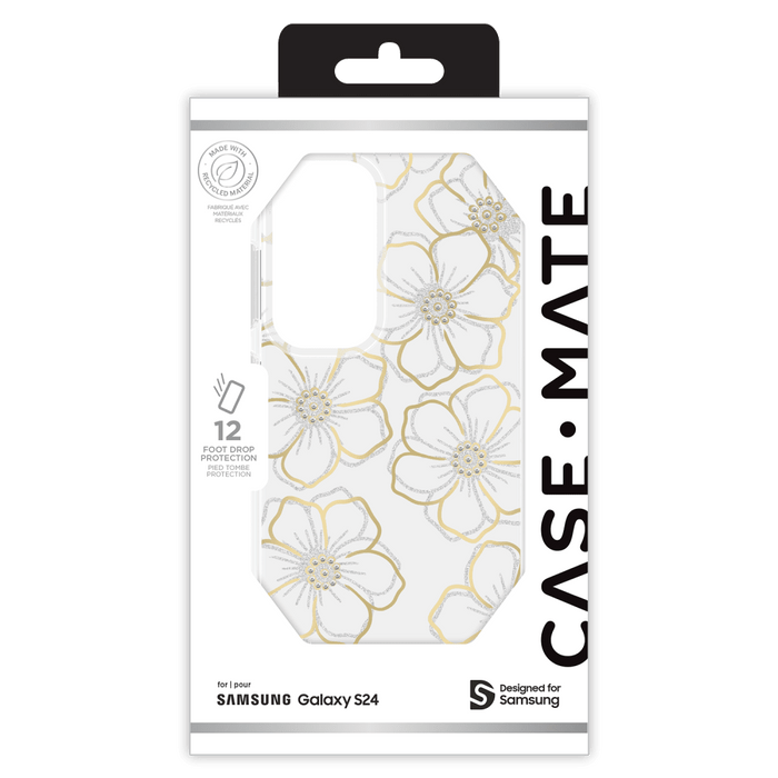 Case-Mate Floral Gems Case for Samsung Galaxy S24 Gold