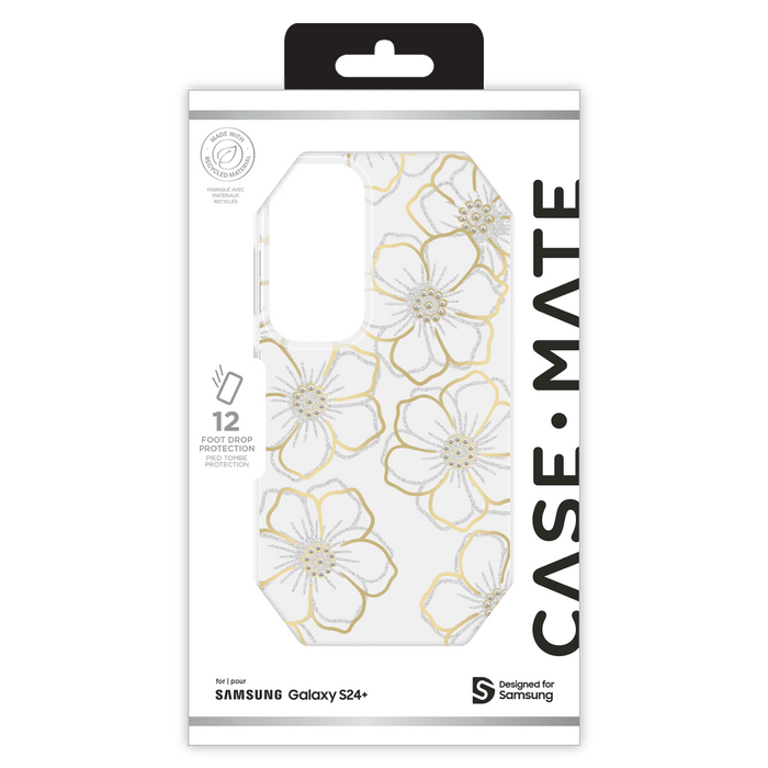 Case-Mate Floral Gems Case for Samsung Galaxy S24 Plus Gold