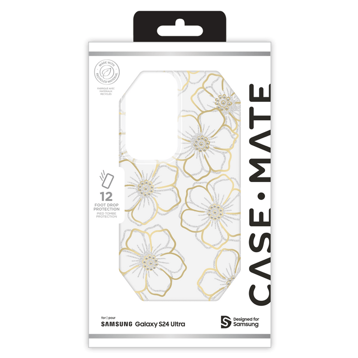 Case-Mate Floral Gems Case for Samsung Galaxy S24 Ultra Gold