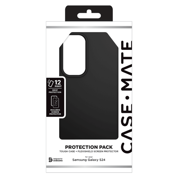 Case-Mate Protection Pack Tough Case and Glass Screen Protector for Samsung Galaxy S24 Black
