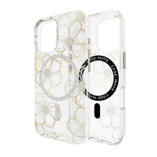 Case-Mate Floral Gems MagSafe Case for Apple IP16 Gold