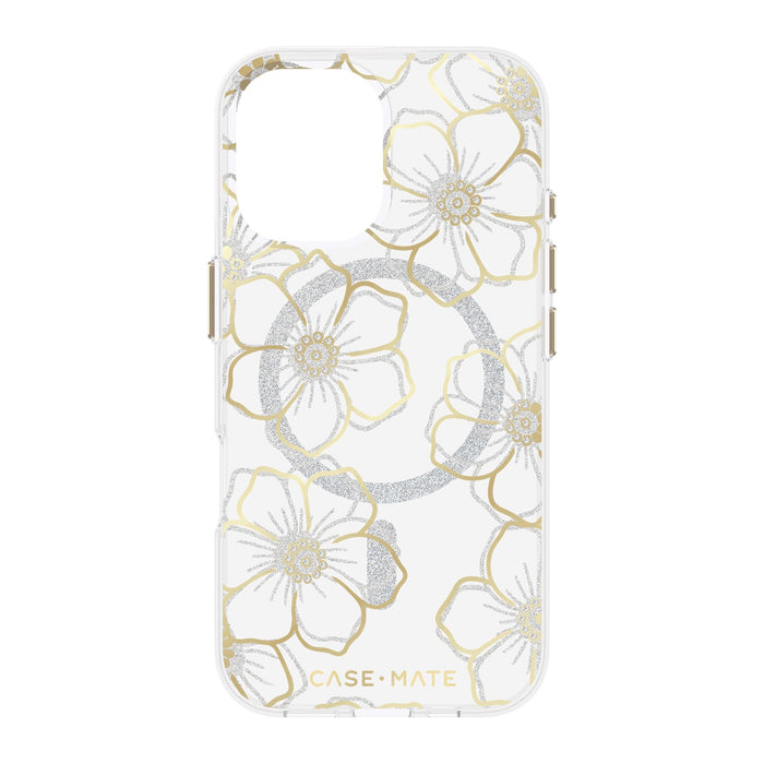 Case-Mate Floral Gems MagSafe Case for Apple iPhone 16 Gold