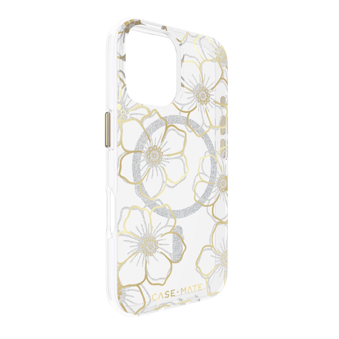 Case-Mate Floral Gems MagSafe Case for Apple iPhone 16 Gold
