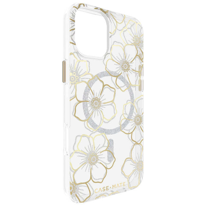 Case-Mate Floral Gems MagSafe Case for Apple iPhone 16 Plus Gold