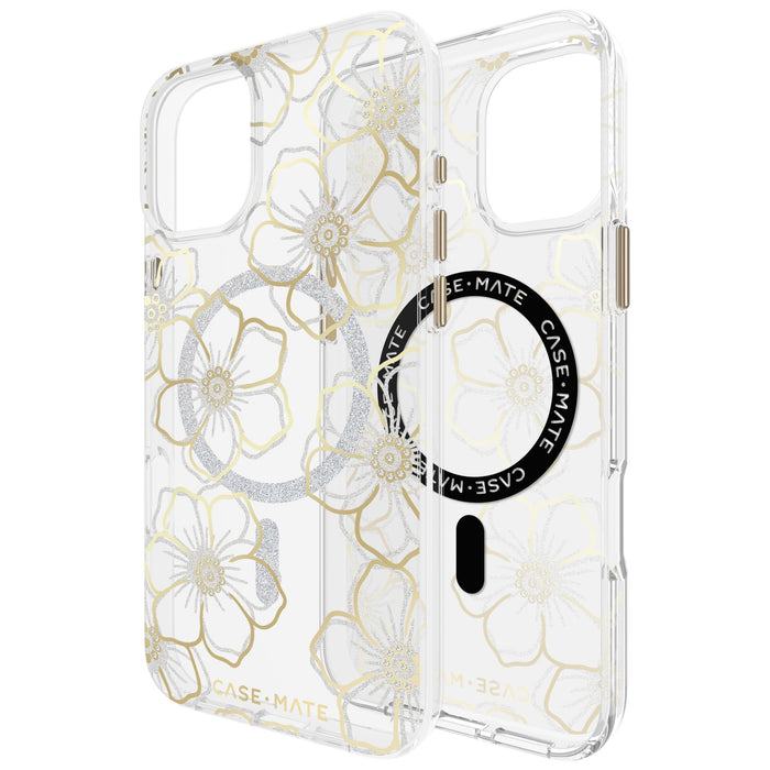 Case-Mate Floral Gems MagSafe Case for Apple iPhone 16 Plus Gold