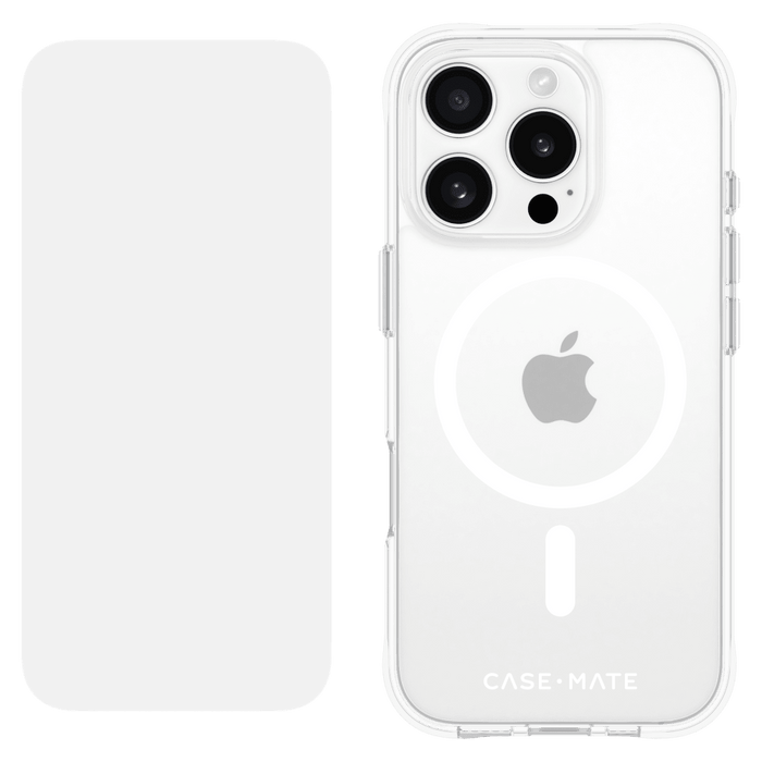 Case-Mate Protection Pack Tough Case and Glass Screen Protector for Apple iPhone 16 Pro