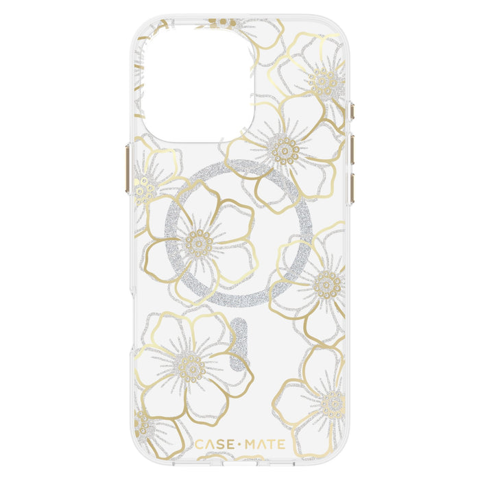 Case-Mate Floral Gems MagSafe Case for Apple iPhone 16 Pro Max Gold