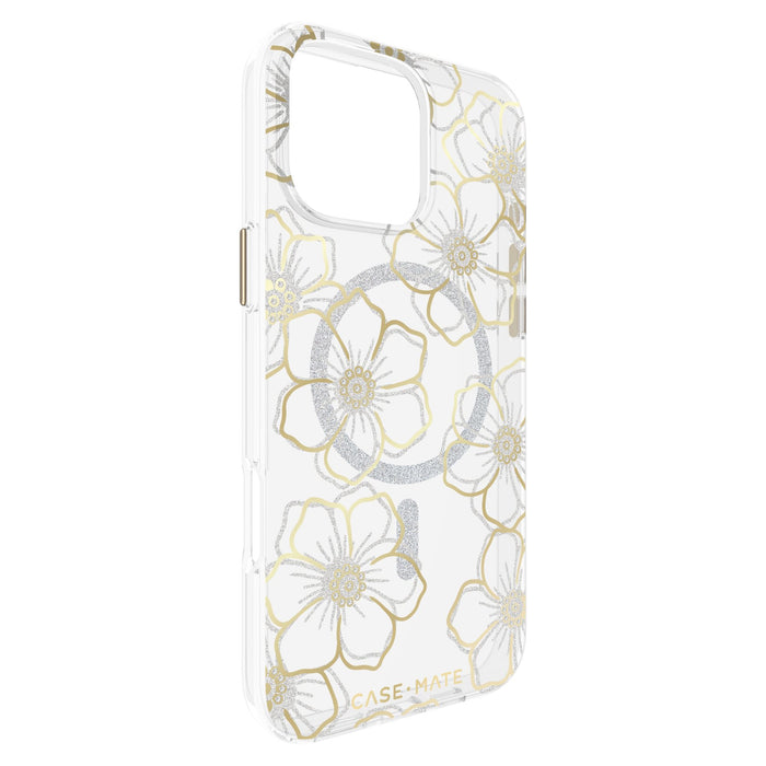 Case-Mate Floral Gems MagSafe Case for Apple iPhone 16 Pro Max Gold