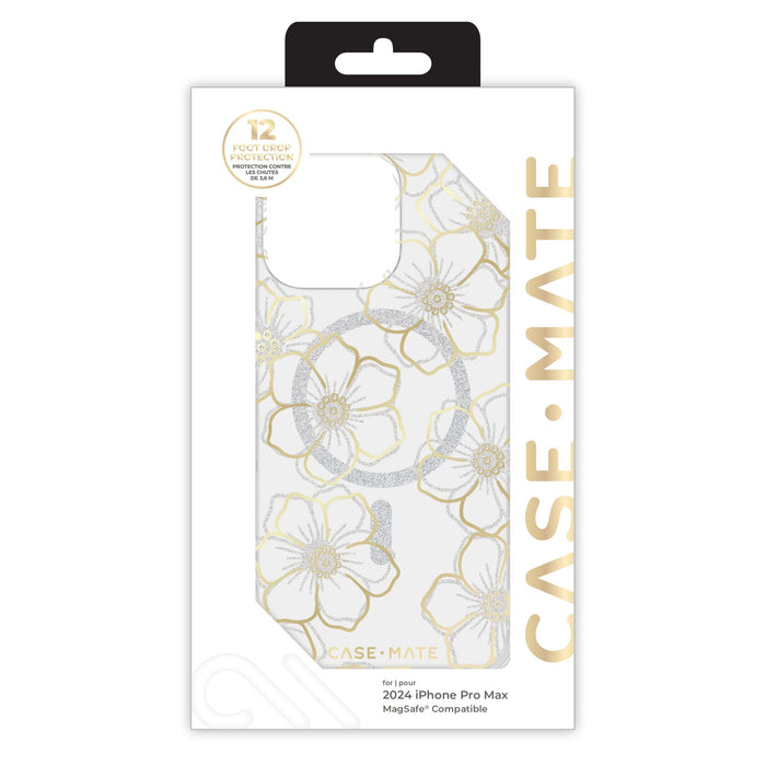 Case-Mate Floral Gems MagSafe Case for Apple iPhone 16 Pro Max Gold