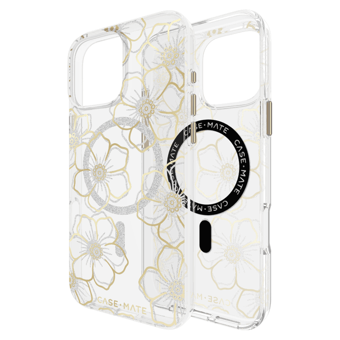 Case-Mate Floral Gems MagSafe Case for Apple iPhone 16 Pro Max Gold