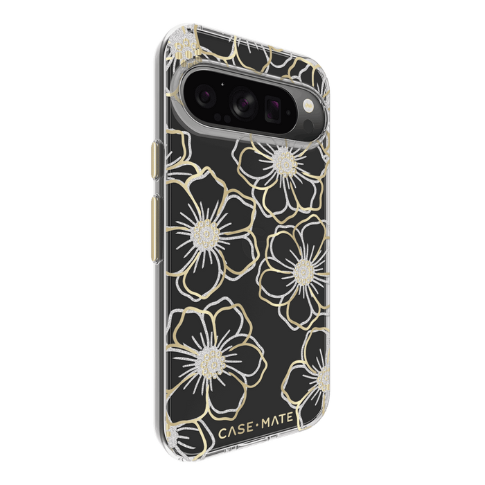 Case-Mate Floral Gems Case for Google Pixel 9 / Pixel 9 Pro / Pixel 10 / Pixel 10 Pro Gold