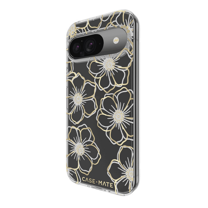 Case-Mate Floral Gems Case for Google Pixel 9 / Pixel 9 Pro / Pixel 10 / Pixel 10 Pro Gold