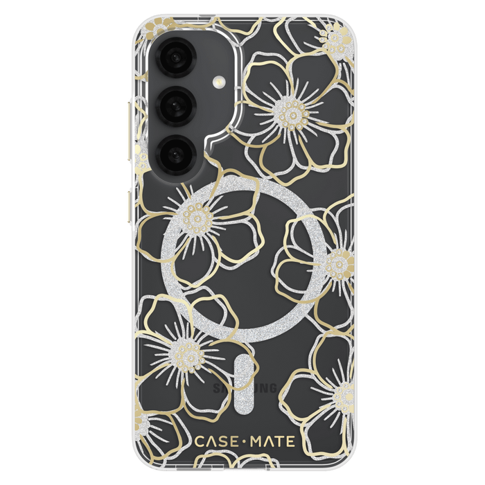 Case-Mate Floral Gems Case with Magnet for Samsung Galaxy S25 Gold