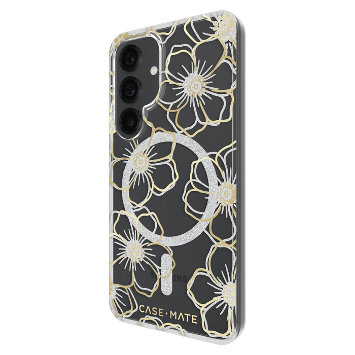 Case-Mate Floral Gems Case with Magnet for Samsung Galaxy S25 Gold