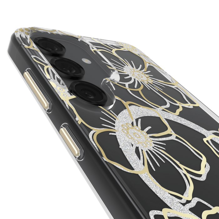 Case-Mate Floral Gems Case with Magnet for Samsung Galaxy S25 Gold