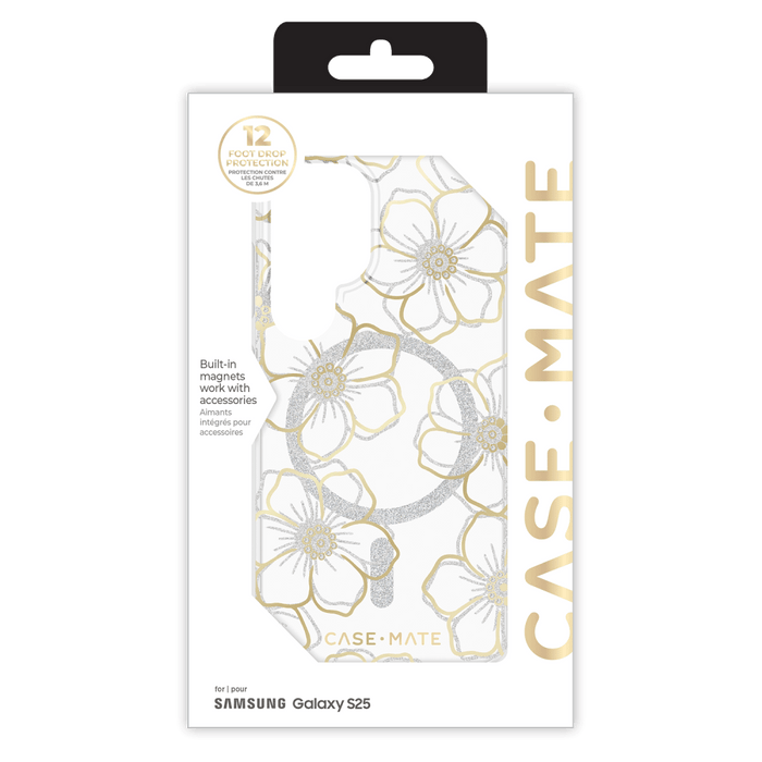 Case-Mate Floral Gems Case with Magnet for Samsung Galaxy S25 Gold