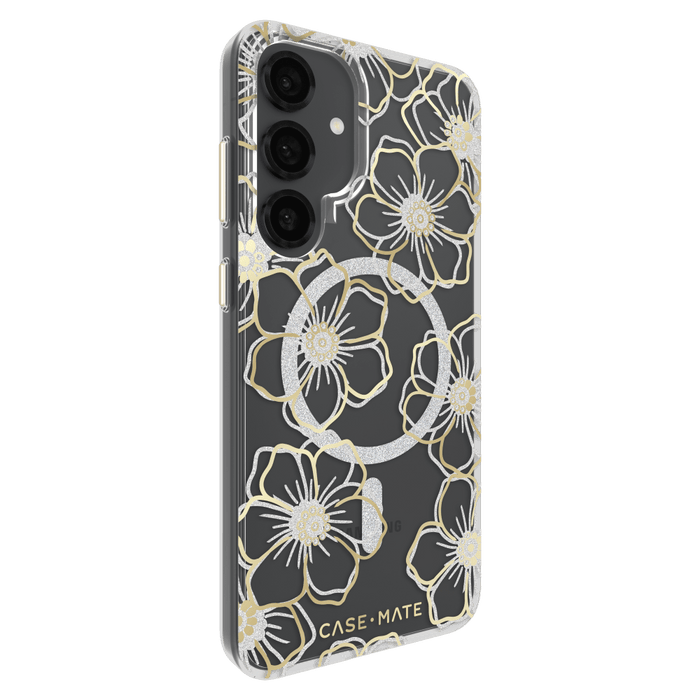Case-Mate Floral Gems Case with Magnet for Samsung Galaxy S25 Plus Gold