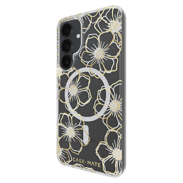 Case-Mate Floral Gems Case with Magnet for Samsung Galaxy S25 Plus Gold