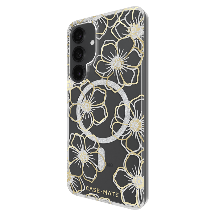 Case-Mate Floral Gems Case with Magnet for Samsung Galaxy S25 Plus Gold