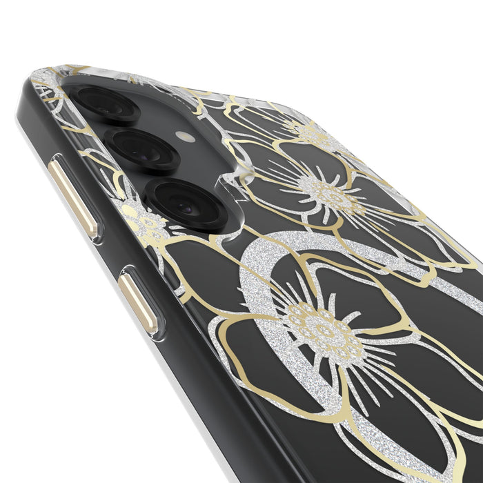 Case-Mate Floral Gems Case with Magnet for Samsung Galaxy S25 Plus Gold