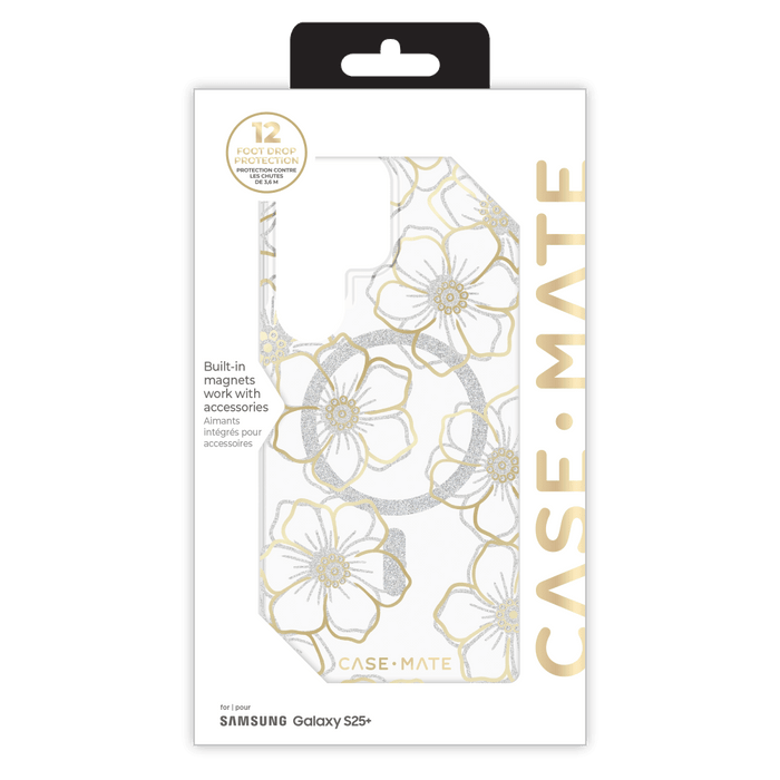 Case-Mate Floral Gems Case with Magnet for Samsung Galaxy S25 Plus Gold