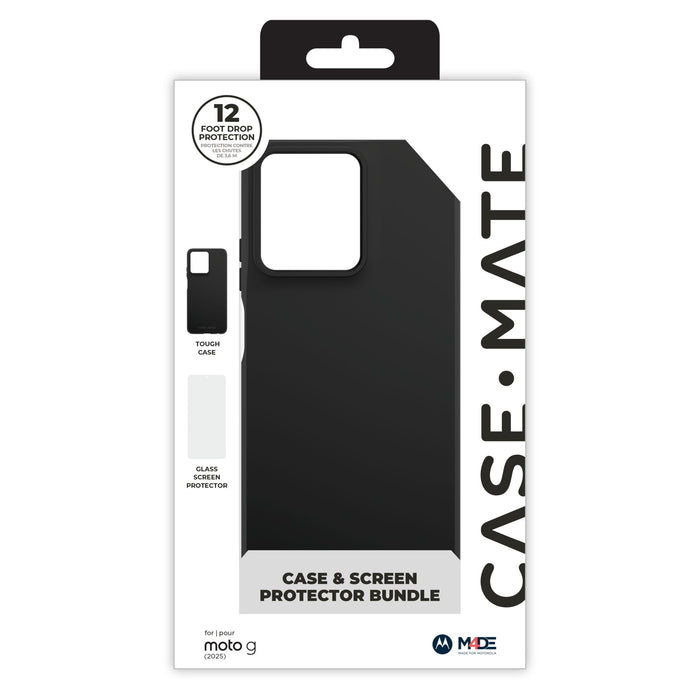 Case-Mate Protection Pack Tough Case and Glass Screen Protector for Motorola Moto G 5G (2025) Black