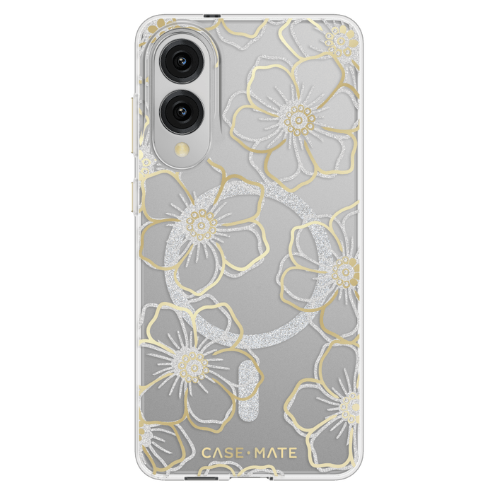 Case-Mate Floral Gems Case with Magnet for Samsung Galaxy S25 Edge Gold