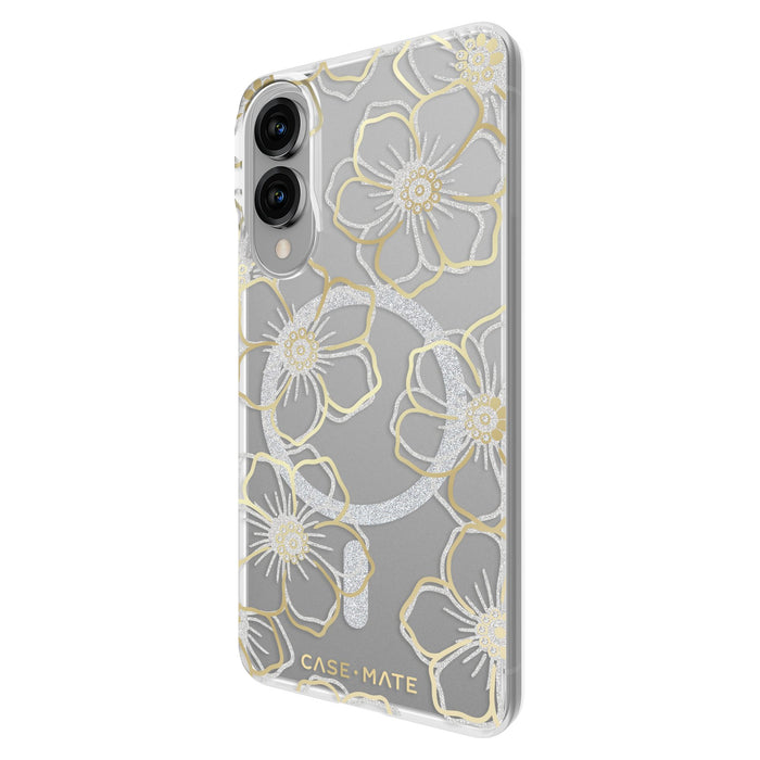 Case-Mate Floral Gems Case with Magnet for Samsung Galaxy S25 Edge Gold