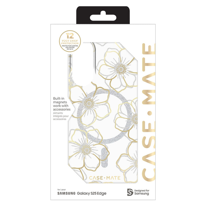 Case-Mate Floral Gems Case with Magnet for Samsung Galaxy S25 Edge Gold