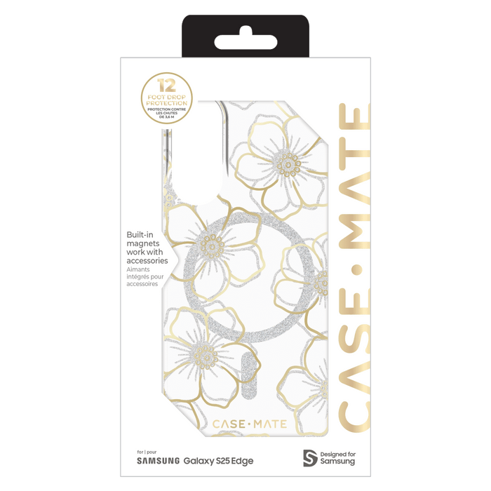 Case-Mate Floral Gems Case with Magnet for Samsung Galaxy S25 Edge Gold