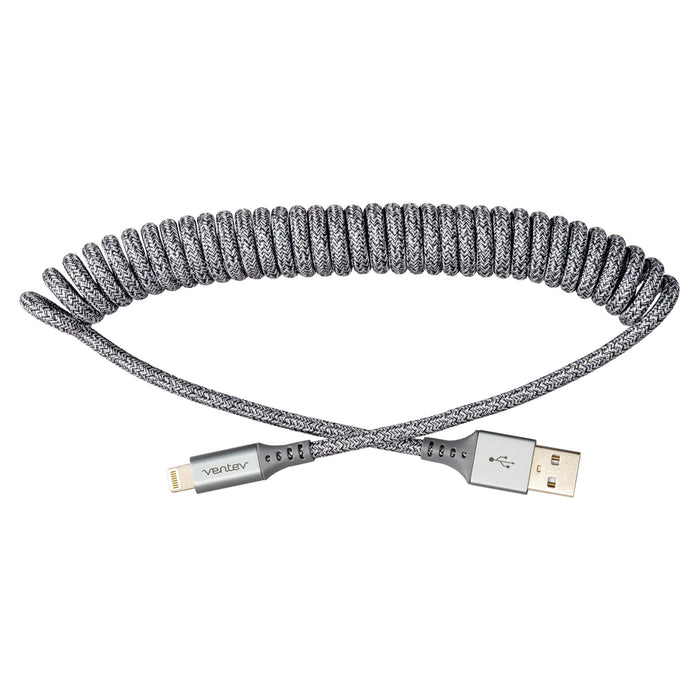 Ventev Helix USB-A to Apple Lightning High Speed Travel 3 Foot Cable Gray